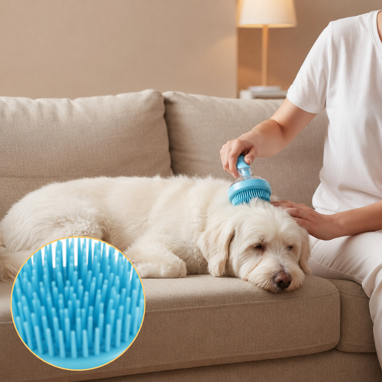 Pet Bath Massage Brush with Shampoo Dispenser for Dogs & Cats