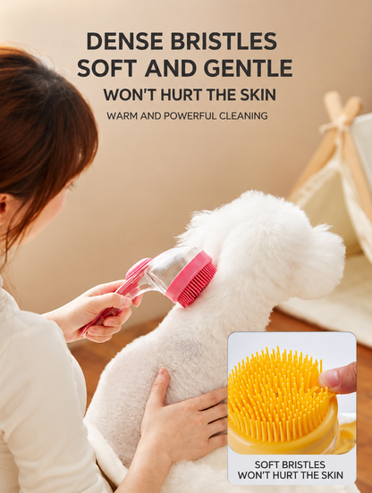 Pet Bath Massage Brush with Shampoo Dispenser for Dogs & Cats