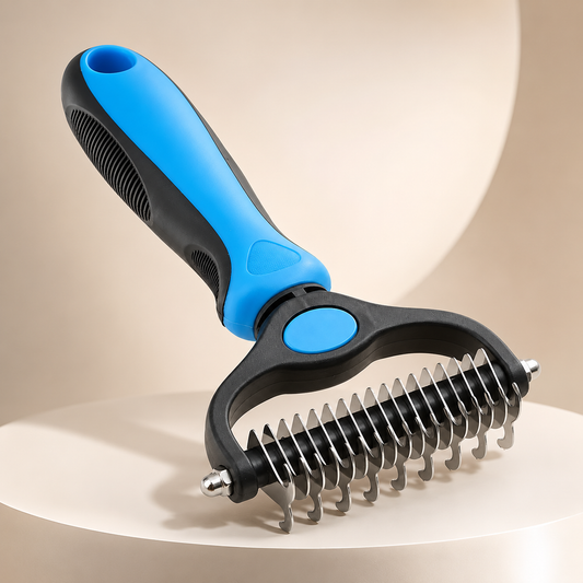 Pet Dematting Comb – Deshedding Grooming Brush with Anti-Slip Handle