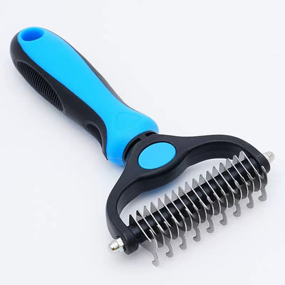 Pet Dematting Comb for Dogs & Cats – Stainless Steel Deshedding Grooming Brush with Anti-Slip Handle