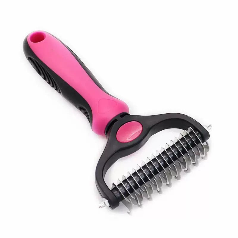 Pet Dematting Comb for Dogs & Cats – Stainless Steel Deshedding Grooming Brush with Anti-Slip Handle