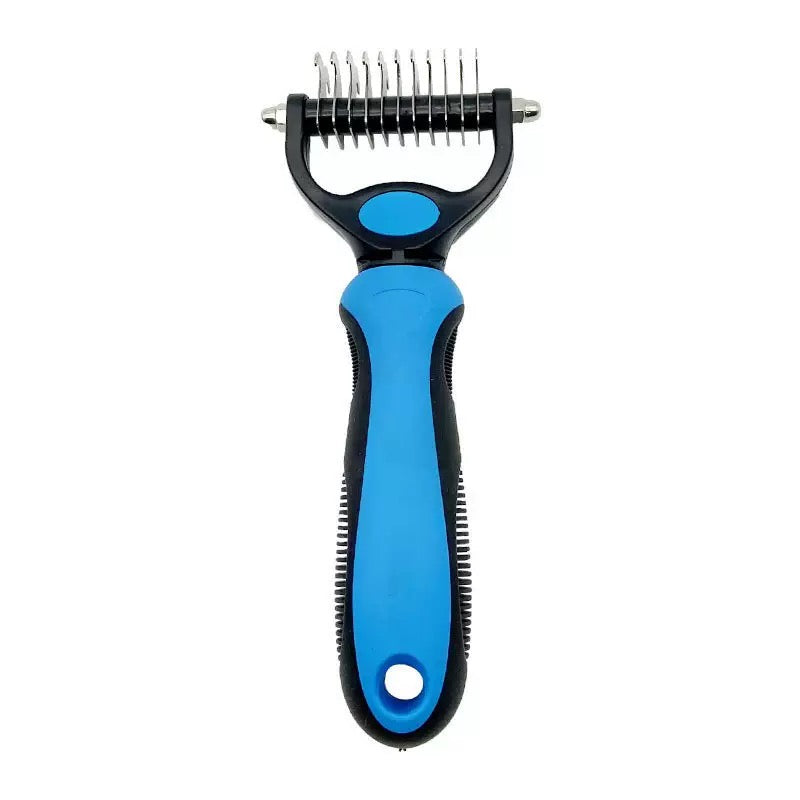 Pet Dematting Comb for Dogs & Cats – Stainless Steel Deshedding Grooming Brush with Anti-Slip Handle