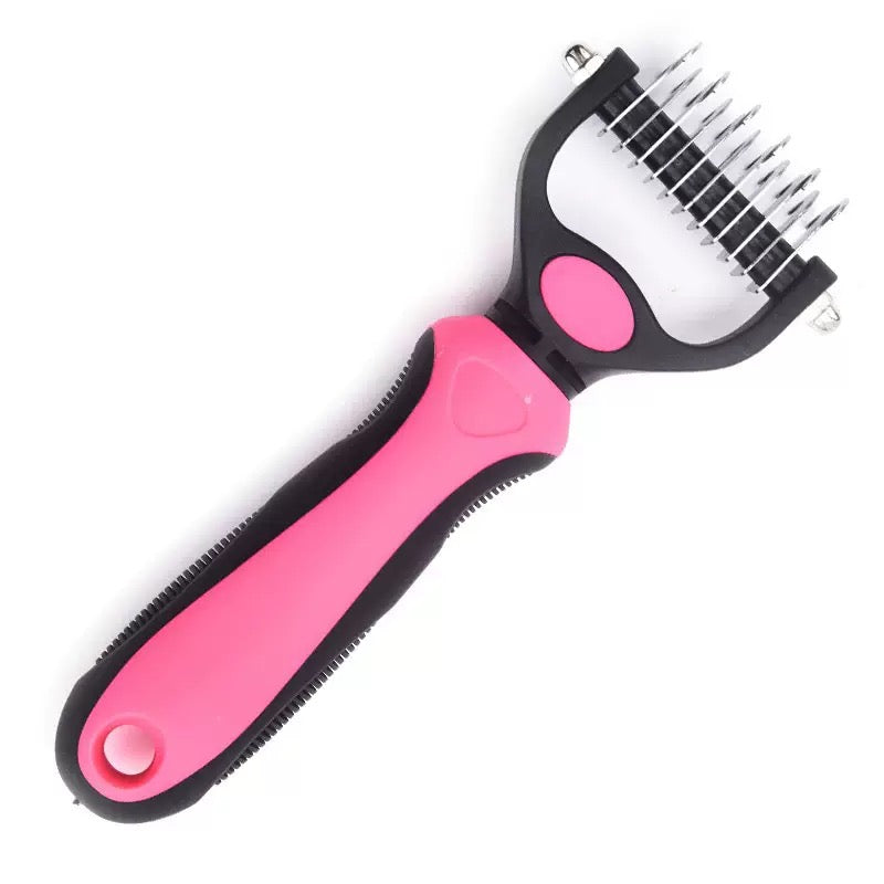 Pet Dematting Comb for Dogs & Cats – Stainless Steel Deshedding Grooming Brush with Anti-Slip Handle