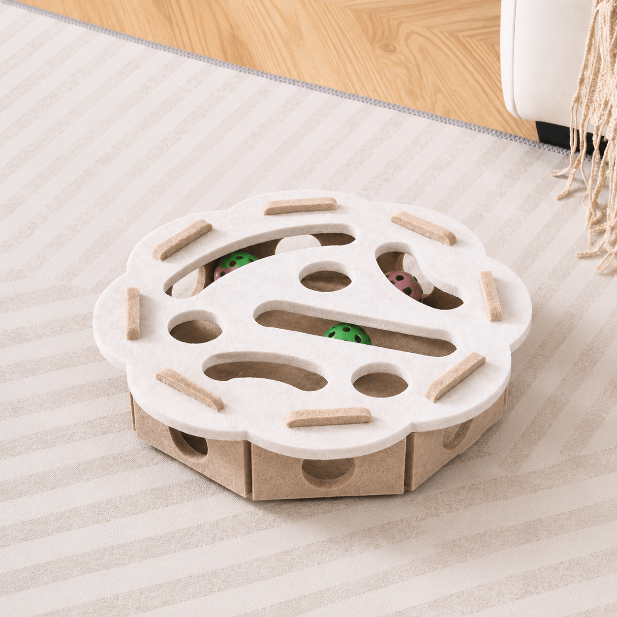 Interactive Cat Puzzle Box Toy with Rolling Balls