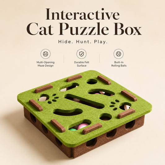 Interactive Cat Puzzle Box Toy with Rolling Balls