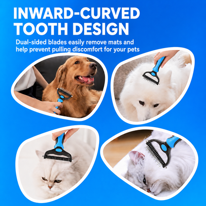 Pet Dematting Comb for Dogs & Cats – Stainless Steel Deshedding Grooming Brush with Anti-Slip Handle