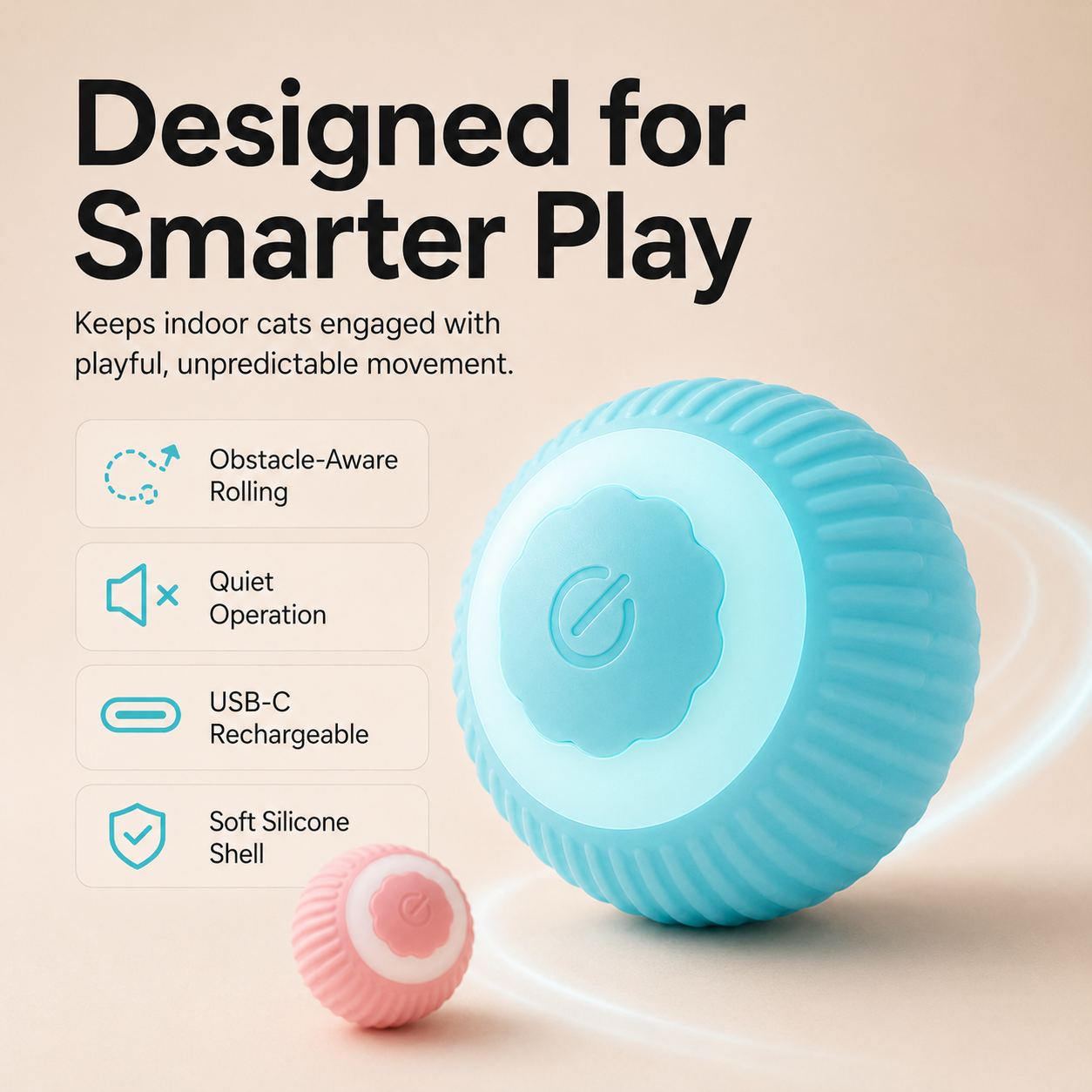 Smart Rolling Cat Ball – Rechargeable Automatic Ball with Obstacle Avoidance