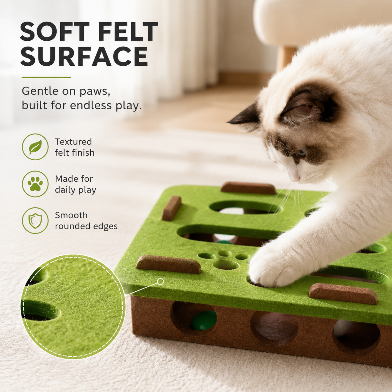 Interactive Cat Puzzle Box Toy with Rolling Balls