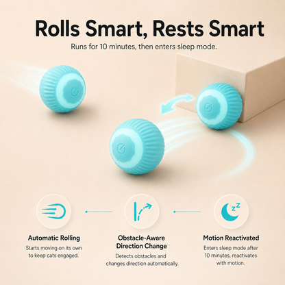 Smart Rolling Cat Ball – Rechargeable Automatic Ball with Obstacle Avoidance