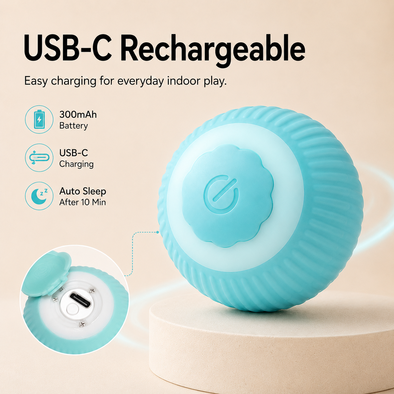 Smart Rolling Cat Ball – Rechargeable Automatic Ball with Obstacle Avoidance